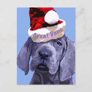Cartão Postal De Festividades Great Dane Puppy Christmas Postcard