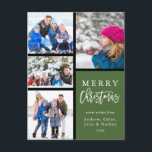 Cartão Postal De Festividades Green 4 Photo Collage Modern Felry Christmas<br><div class="desc">Natal moderno | Cartão-postal de férias inspirado na abstrato de "Piet Mondrian" "Composition",  com 4 fotos. Mande alegria de férias para sua família e amigos.</div>