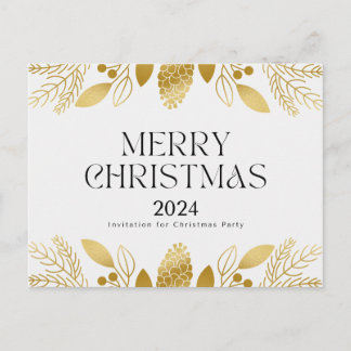 Cartão Postal De Festividades Green and golden Festive Christmas Thank You Card 