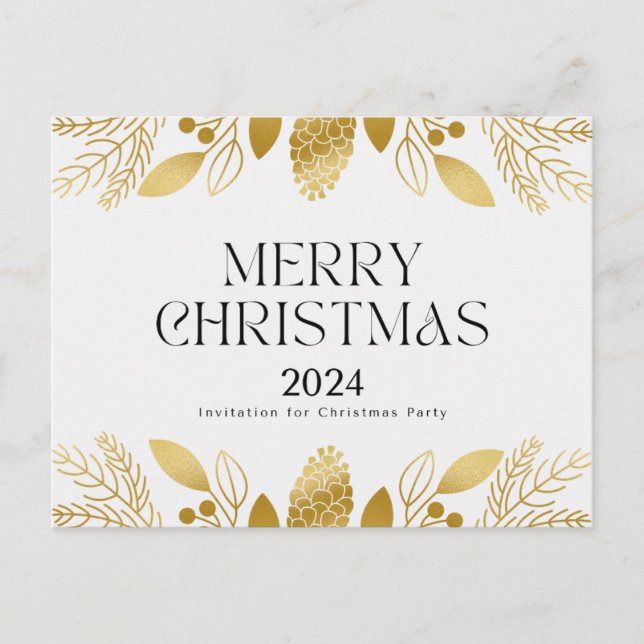 Cartão Postal De Festividades Green and golden Festive Christmas Thank You Card  (Frente)