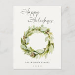 Cartão Postal De Festividades Green Foliage Winter Wreath Christmas<br><div class="desc">Se precisar de mais alguma personalização,  por favor,  sinta-se à vontade para me enviar uma mensagem em yellowfebstudio@gmail.com.</div>