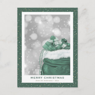 Cartão Postal De Festividades Green Snowy Felry Natal