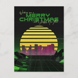 Cartão Postal De Festividades Green Synthwave Natal