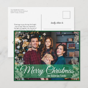 Cartão Postal De Festividades Greenere Christmas Holly deixa foto verde