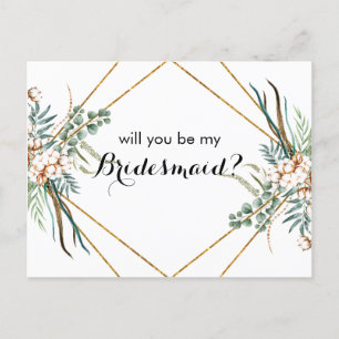 Cartão Postal De Festividades Greenery Boho, Você Será Meu Cartão De Madrinha?