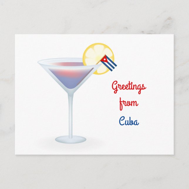 Cartão Postal De Festividades Greetings From Cuba Cocktail Holiday Card (Frente)