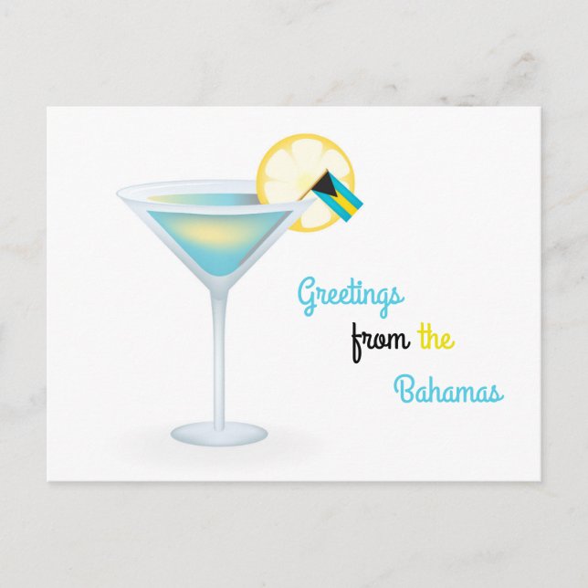 Cartão Postal De Festividades Greetings From The Bahamas Cocktail Holiday Card (Frente)