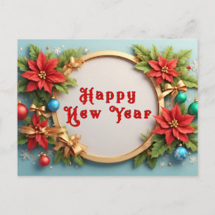 Cartão Postal De Festividades Grinalda de Férias Elegante 🎁🎄 Enfeite de Poinse