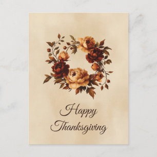 Cartão Postal De Festividades Grinalda Floral de Outono Elegante Arco Feliz Dia 