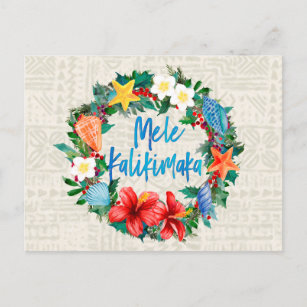 Cartão Postal De Festividades Grinalda havaiana do Natal de Mele Kalikimaka