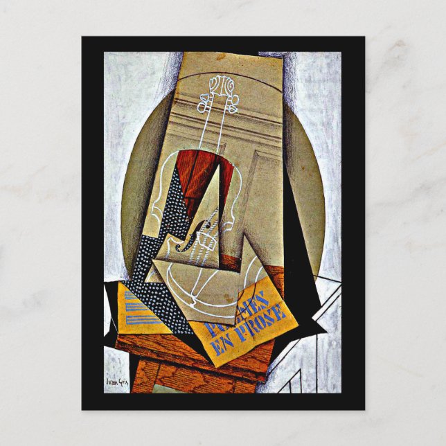 Cartão Postal De Festividades Gris - Foto de Violino e Quadro de Controle (Frente)