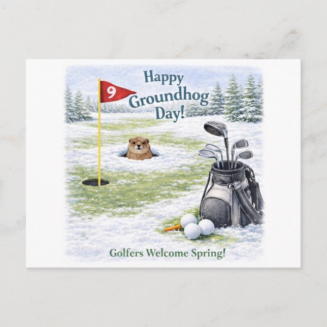 Cartão Postal De Festividades Ground hog day for Golfer (Frente)
