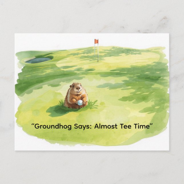 Cartão Postal De Festividades Groundhog Day Golfer Winter Golf Holiday (Frente)