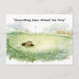 Cartão Postal De Festividades Groundhog Day Golfer Winter Golf Holiday