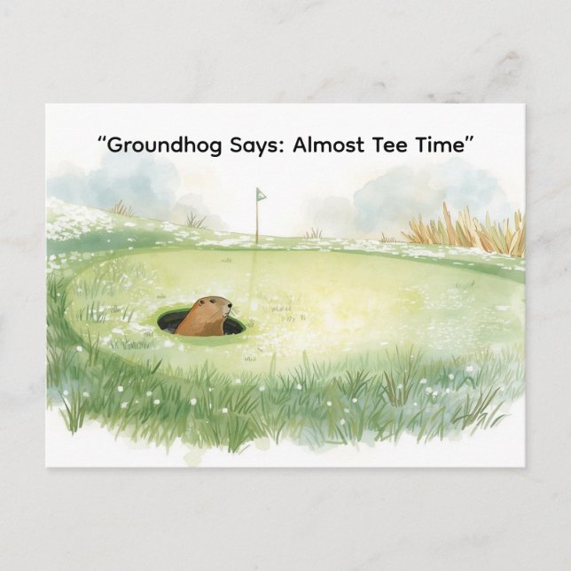 Cartão Postal De Festividades Groundhog Day Golfer Winter Golf Holiday (Frente)