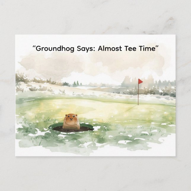 Cartão Postal De Festividades Groundhog Day Golfer Winter Golf Holiday (Frente)