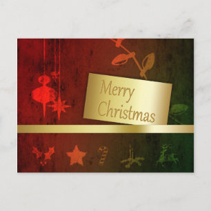 Cartão Postal De Festividades Grungy Vintage Dourado Natal