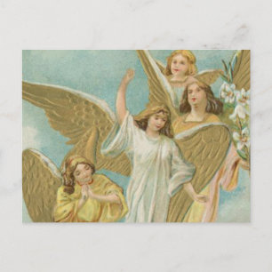 Cartão Postal De Festividades Grupo do vintage de anjos do Natal