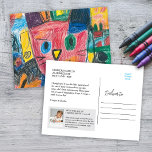 Cartão Postal De Festividades Guarda a arte infantil<br><div class="desc">Envie um sorriso com um postal que é mais do que uma mensagem. É uma galeria de mini arte! Este design único transforma o charme dos desenhos infantis em uma vibrante e caprichosa colagem, pronta para mostrar a criatividade do seu pequeno. Perfeito para compartilhar, dotar ou enquadrar, este cartão postal...</div>