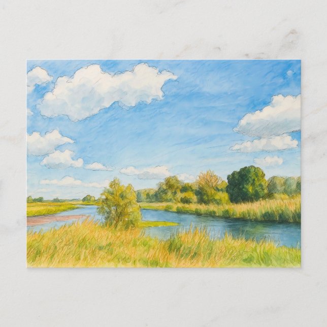 Cartão Postal De Festividades Guelpe Havel view aquarell havelland estilo (Frente)
