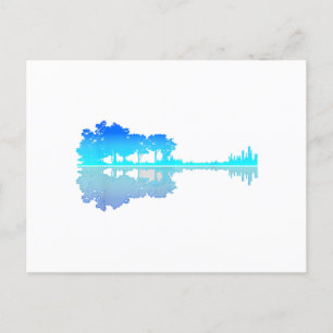 Cartão Postal De Festividades Guitar Lake Shadow Love Guitar Musical