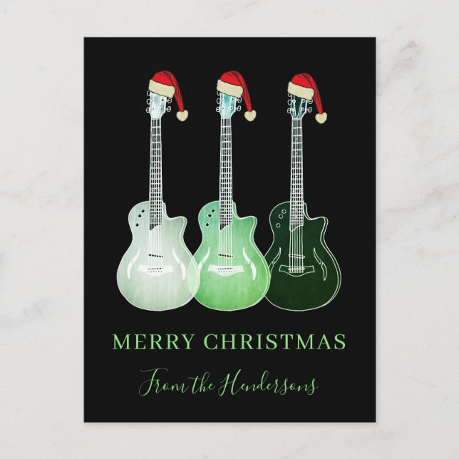 Cartão Postal De Festividades Guitarras de Feliz Natal Personalizadas (Frente)