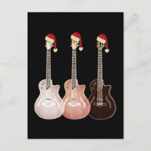 Cartão Postal De Festividades Guitarras Elétricas de Natal Vintage Festivo Retro