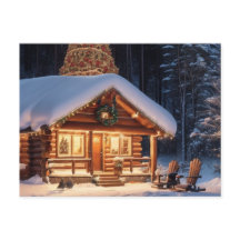 Há neve na nossa cabine de madeira