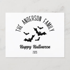 Cartão Postal De Festividades Halloween Black Bats Personalizado Nome Ano