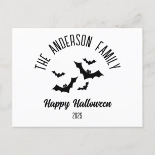 Cartão Postal De Festividades Halloween Black Bats Personalizado Nome Ano