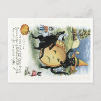 Cartão Postal De Festividades Halloween Black Cat Kitten Mice Mouse Postcard