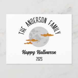 Cartão Postal De Festividades Halloween Brilhando Nome Personalizado da Lua Comp