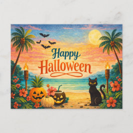 Cartão Postal De Festividades Halloween Caprichoso Colorido Tropical