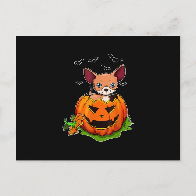 Cartão Postal De Festividades Halloween Chihuahua Dog Amantes Pumpkin Grunge Jac (Frente)