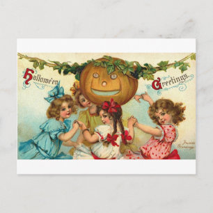 Cartão Postal De Festividades Halloween Girls