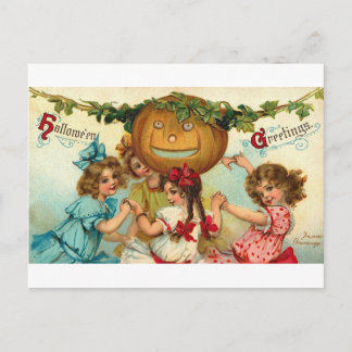 Cartão Postal De Festividades Halloween Girls