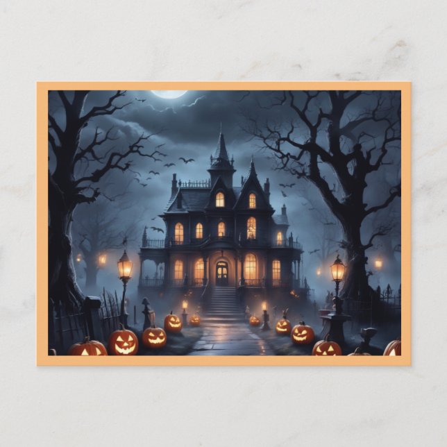 Cartão Postal De Festividades Halloween Haunted House (Frente)