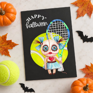 Cartão Postal De Festividades Halloween para tenista com raquete 