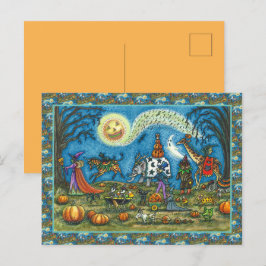 Cartão Postal De Festividades HALLOWEEN PARADE Bruxa Girafa Bear Zebra Skellies
