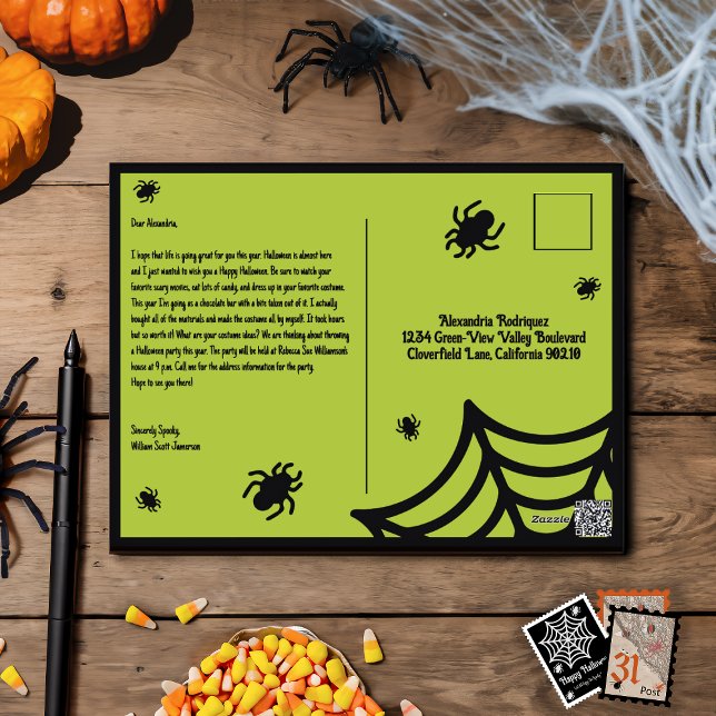 Cartão Postal De Festividades Halloween personalizado da teia (Criador carregado)