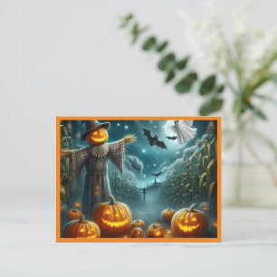 Cartão Postal De Festividades Halloween Scarecrow