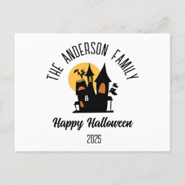 Cartão Postal De Festividades Halloween Scary Hunted House Nome Personalizado