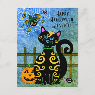 Cartão Postal De Festividades Halloween Spider Witch Nome Personalizado