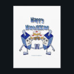 Cartão Postal De Festividades Hanukkah Dancing Dreidels and Jelly Doughnuts<br><div class="desc">You are viewing The Lee Hiller Designs Collection of Home and Office Decor,  Apparel,  Gifts and Collectibles. The Designs include Lee Hiller Photography and Mixed Media Digital Art Collection. You can view her Nature photography at http://HikeOurPlanet.com/ and follow her hiking blog within Hot Springs National Park.</div>