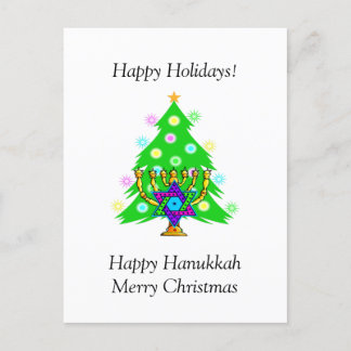 Cartão Postal De Festividades Hanukkah e o cartão de Natal juntos
