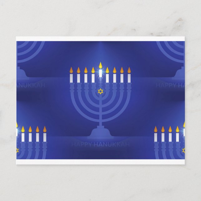 Cartão Postal De Festividades hanukkah feliz azul (Frente)