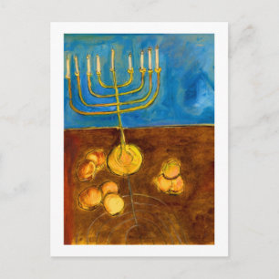 Cartão Postal De Festividades Hanukkah Gelt e Cartão de Arte Menorah