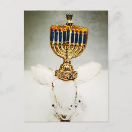 Cartão Postal De Festividades Hanukkah Greeting Card - Aldo a Rabbit and Menorah