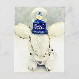 Cartão Postal De Festividades Hanukkah Greeting Card -  Rabbit and Snow Globe