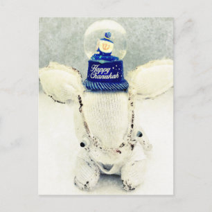 Cartão Postal De Festividades Hanukkah Greeting Card - Rabbit and Snow Globe